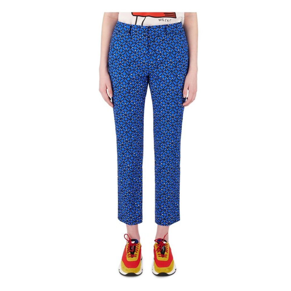 WEEKEND Womens Blue Stretch Zippered Pocketed Mid Rise Printed Cropped Pants 2